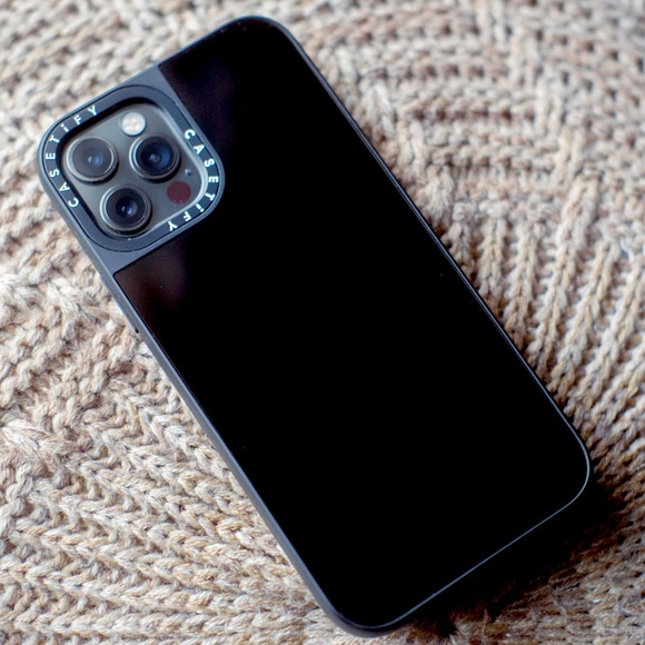 Casetify black mirrored iPhone 12 Pro case - Picture 1 of 4